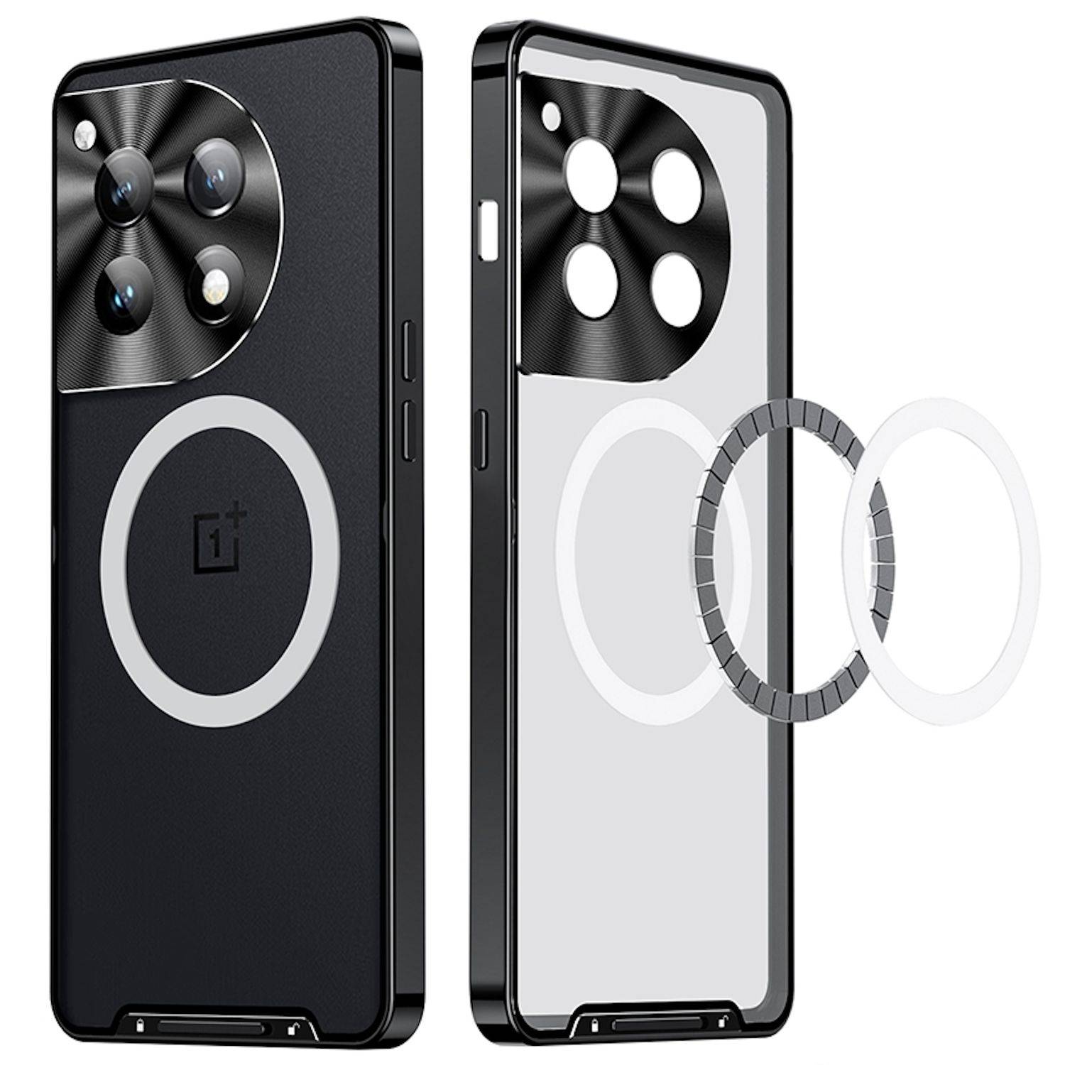 Für OnePlus 12 Magnetische Magsafe Frosted Metall Design Schutz Hülle Cover Schwarz