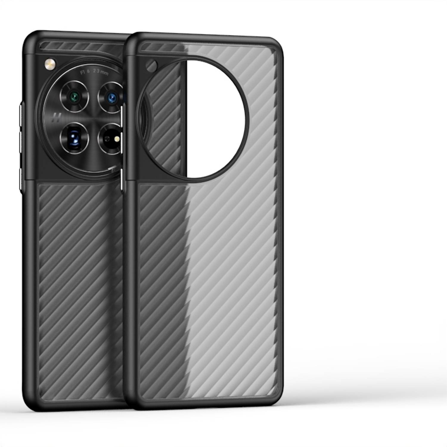 Für OnePlus 12 Design Frosted Kunststoff Stoßfeste Schutz Handy Hülle Schwarz