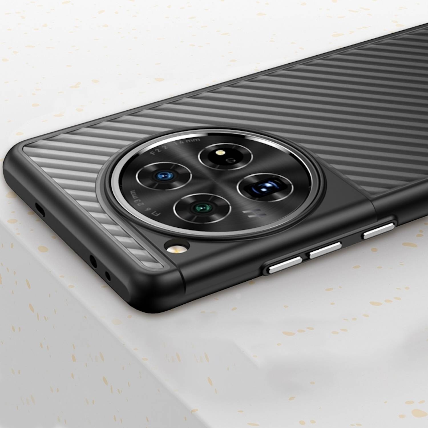 Für OnePlus 12 Design Frosted Kunststoff Stoßfeste Schutz Handy Hülle Schwarz