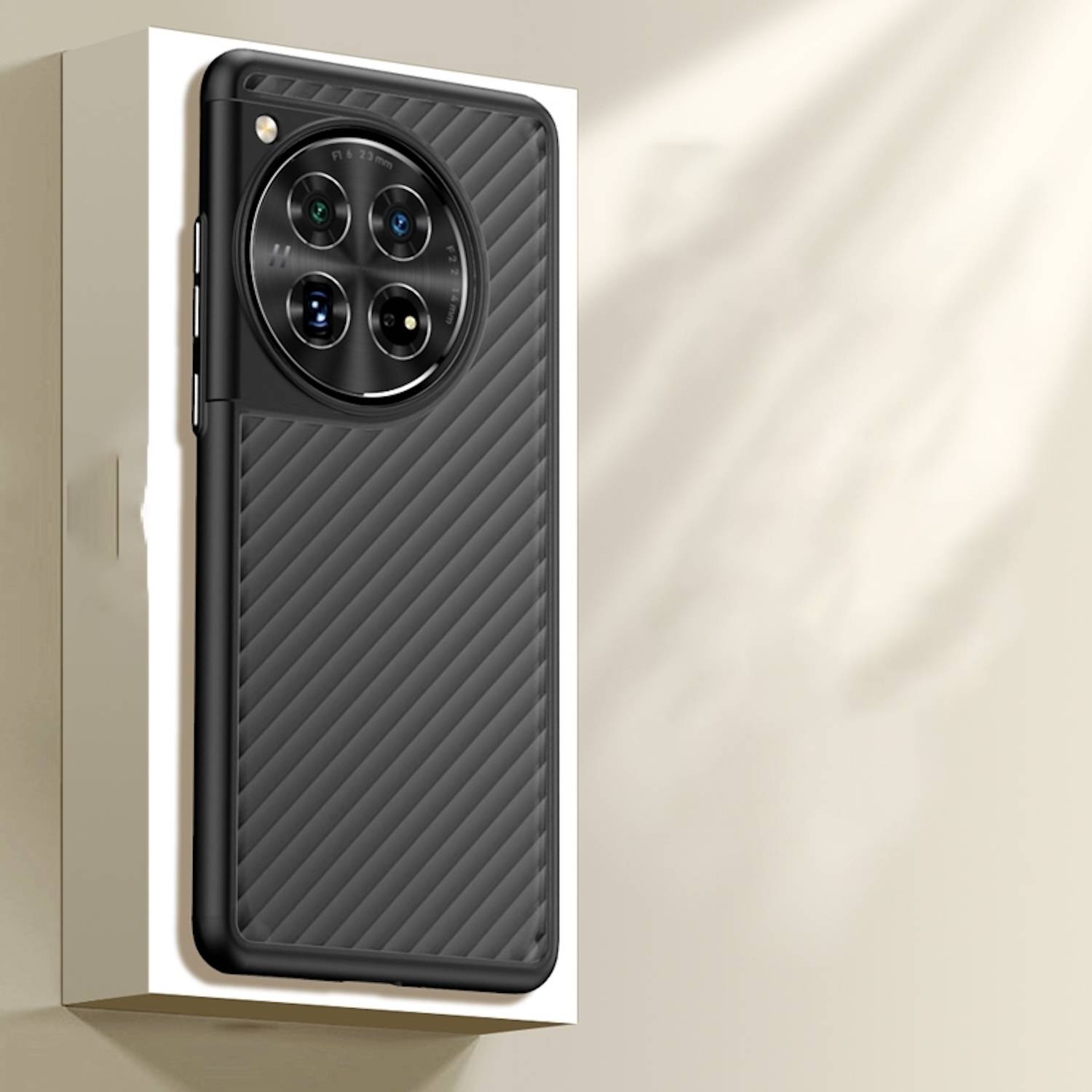 Für OnePlus 12 Design Frosted Kunststoff Stoßfeste Schutz Handy Hülle Schwarz