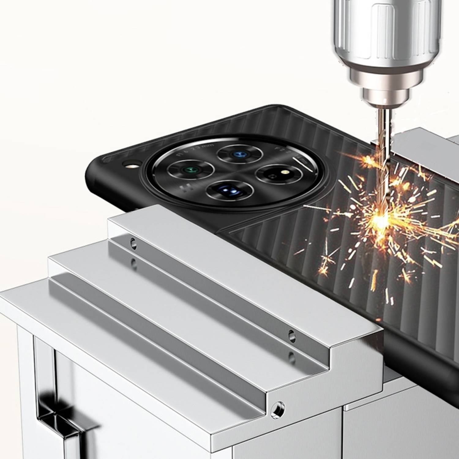Für OnePlus 12 Design Frosted Kunststoff Stoßfeste Schutz Handy Hülle Schwarz