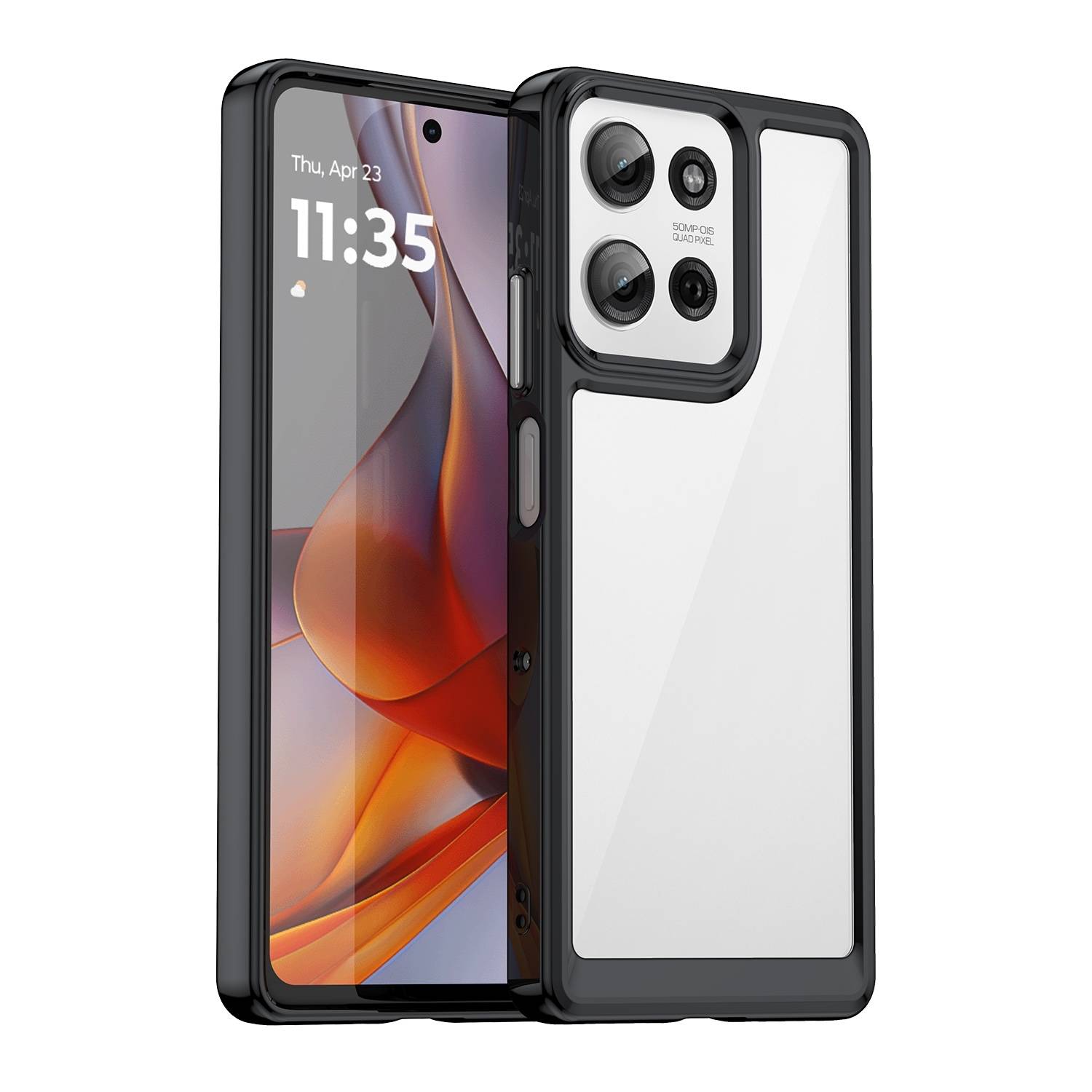Für Motorola Moto G75 5G Colorful Series TPU Acryl Hybrid Handy Hülle Schwarz