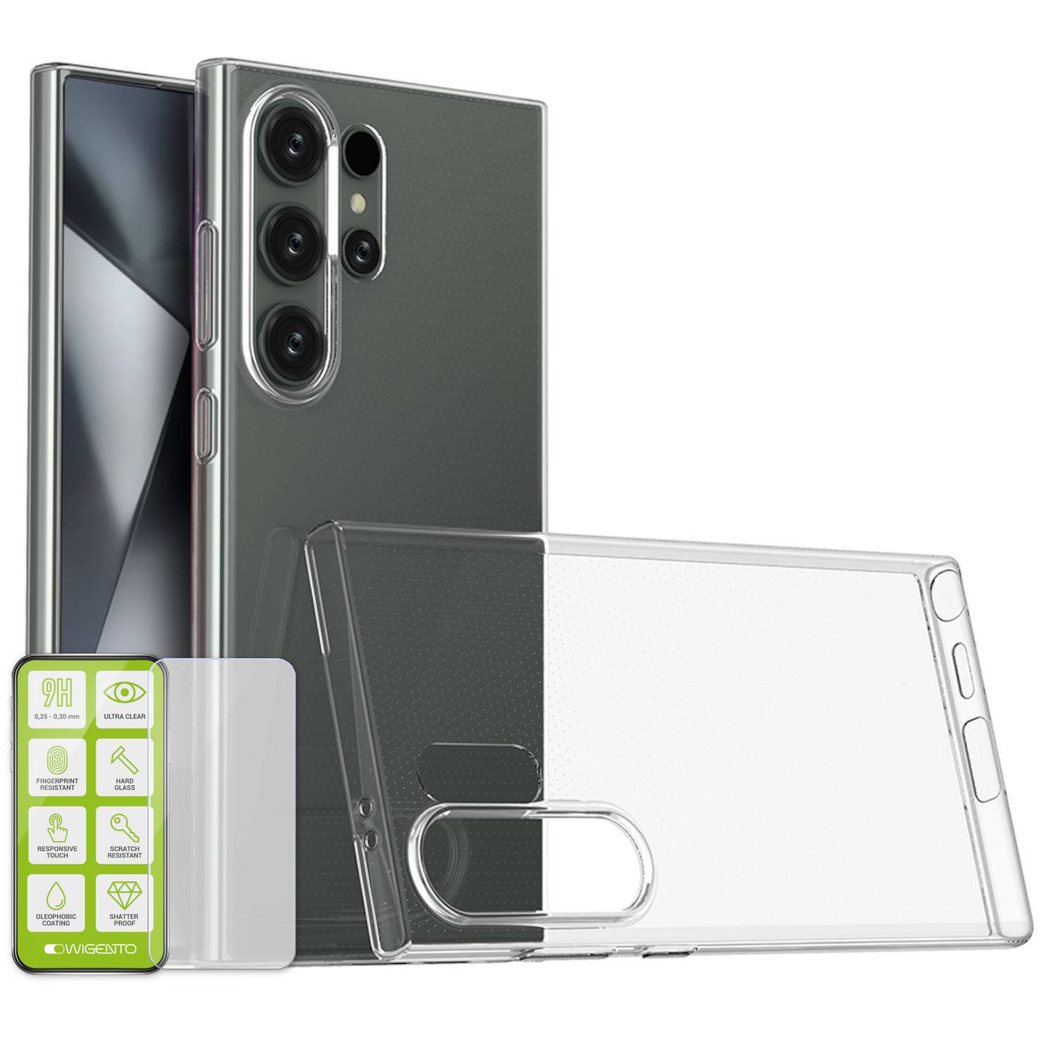 Für Samsung Galaxy S25 Ultra Silikon TPU Schutz Hülle Transparent + H9 Hart Glas