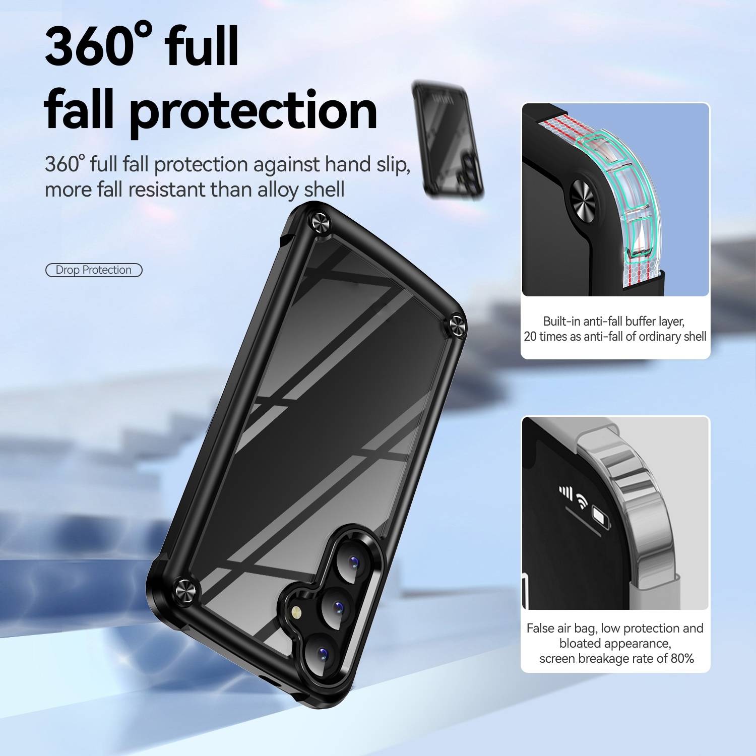 Für Samsung Galaxy S25 Plus 5G TPU + PC Schock Hülle mit Linsenschutz Schwarz