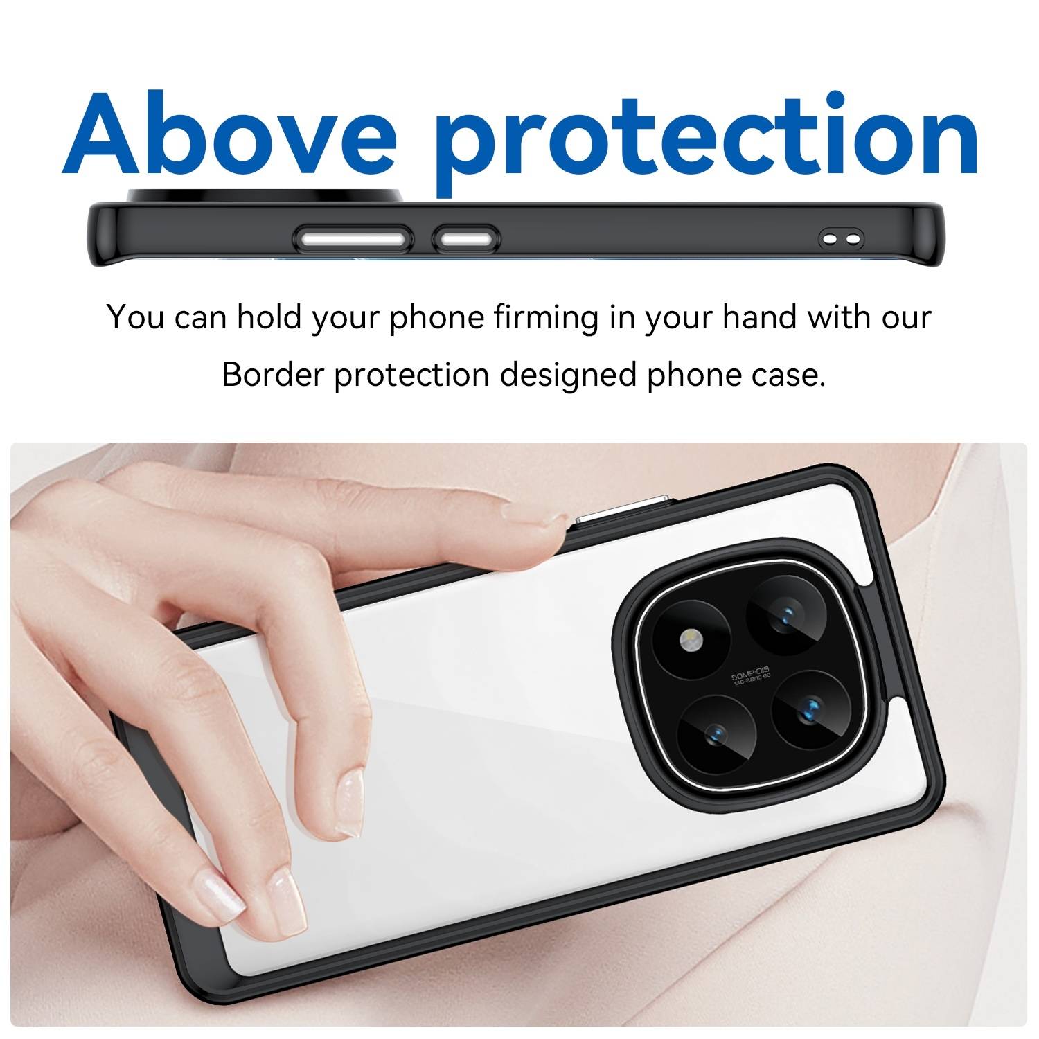Für Xiaomi Redmi Note 14 Pro Plus 5G Colorful TPU Acryl Hybrid Hülle Schwarz