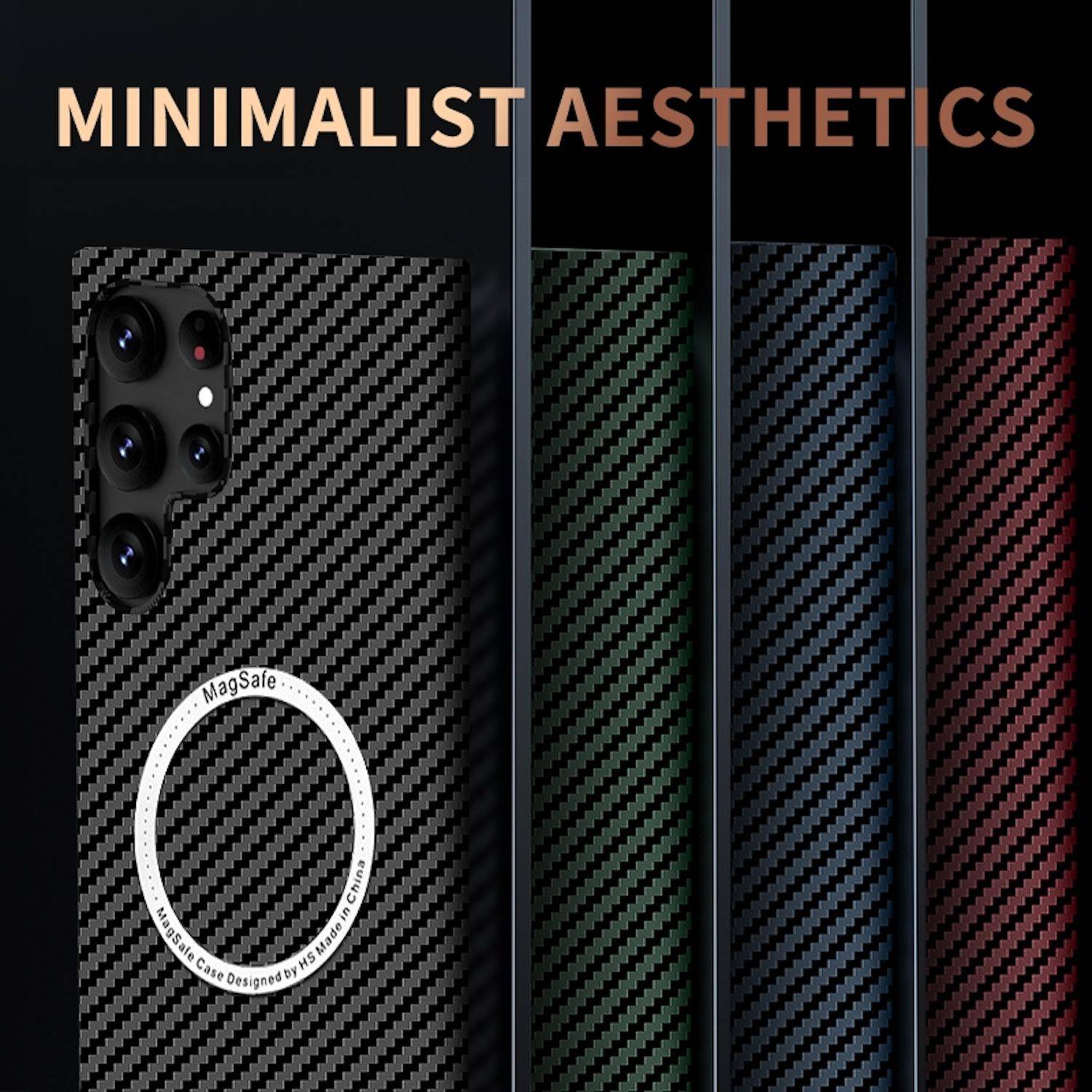 Für Samsung Galaxy S25 Plus 5G MagSafe Design Ultra Dünn Carbon Textur Hülle Blau / Schwarz