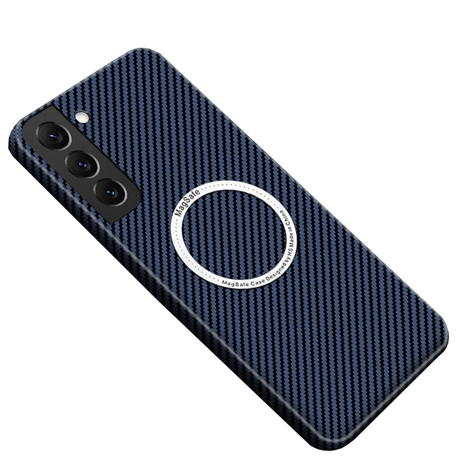 Für Samsung Galaxy S25 5G MagSafe Design Ultra Dünn Carbon Textur Hülle Blau