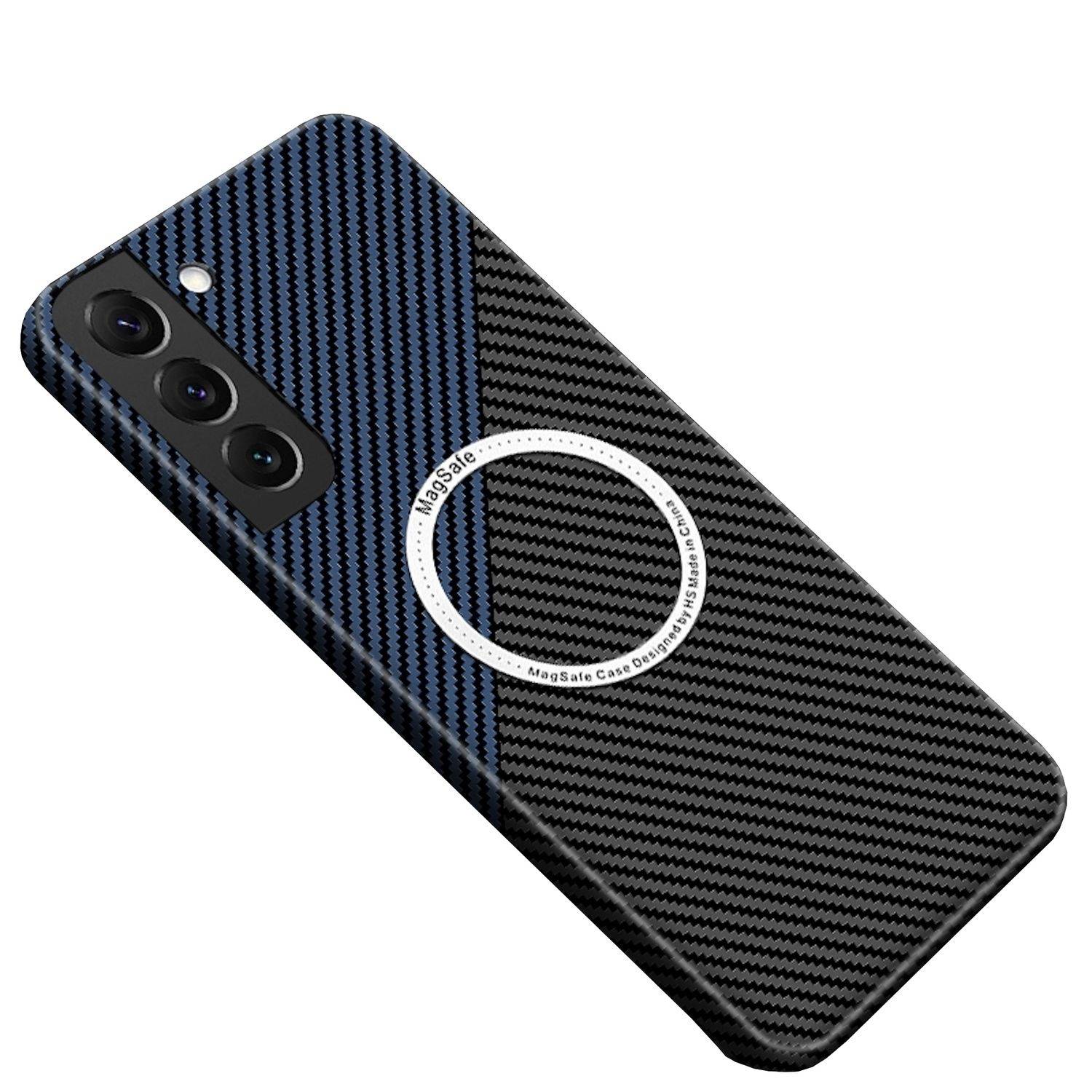 Für Samsung Galaxy S25 Plus 5G MagSafe Design Ultra Dünn Carbon Textur Hülle Blau / Schwarz