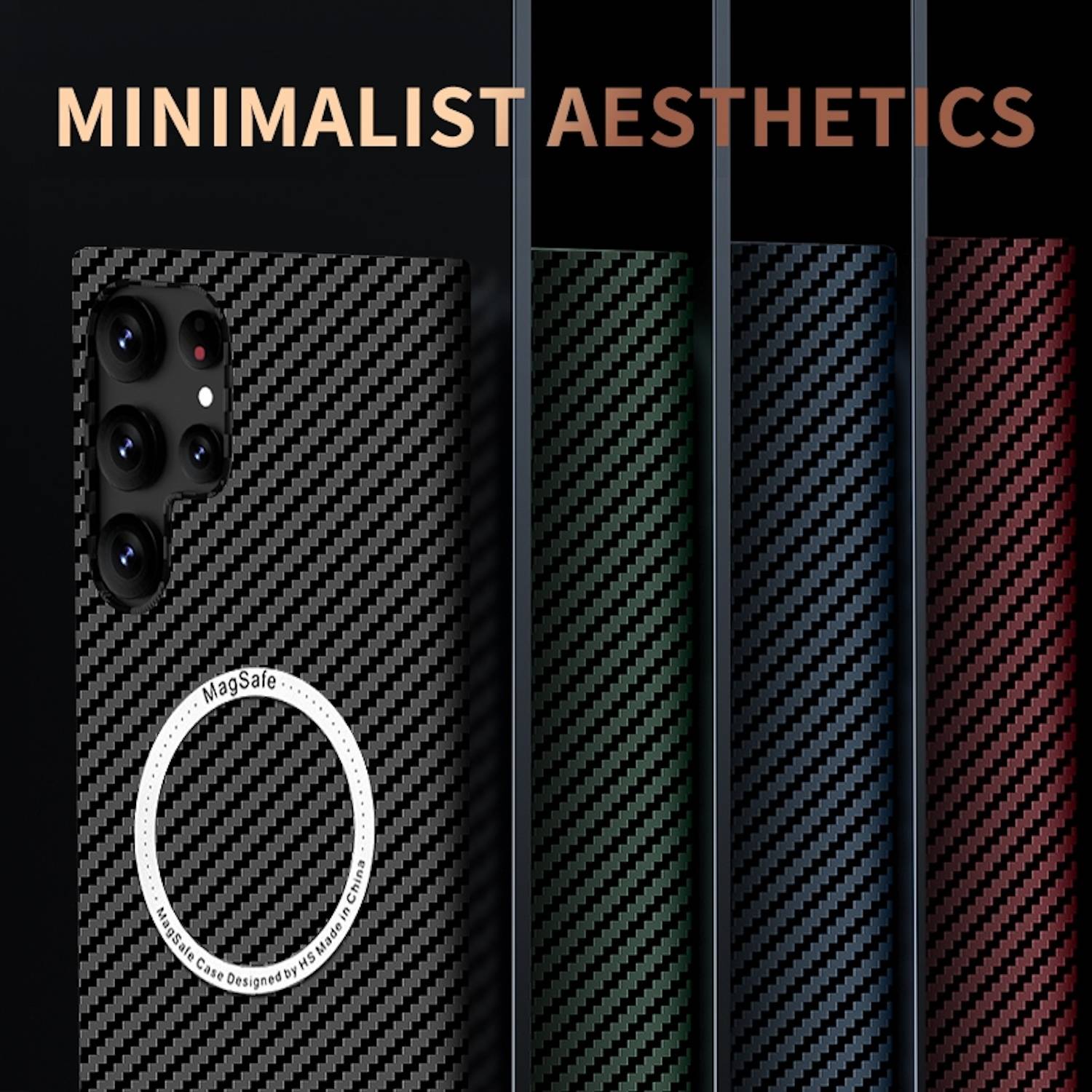 Für Samsung Galaxy S25 Ultra 5G MagSafe Design Ultra Dünn Carbon Textur Hülle Rot