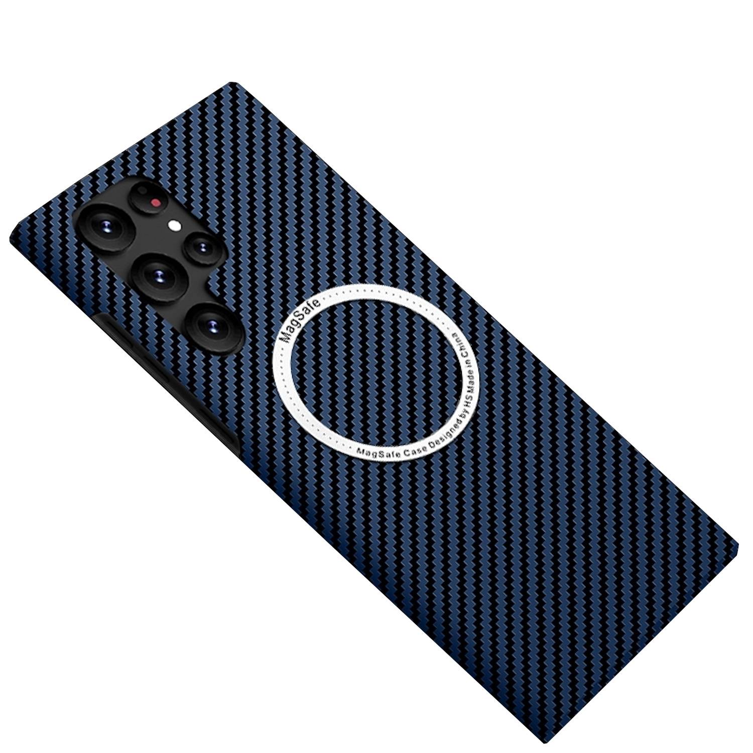 Für Samsung Galaxy S25 Ultra 5G MagSafe Design Ultra Dünn Carbon Textur Hülle Blau