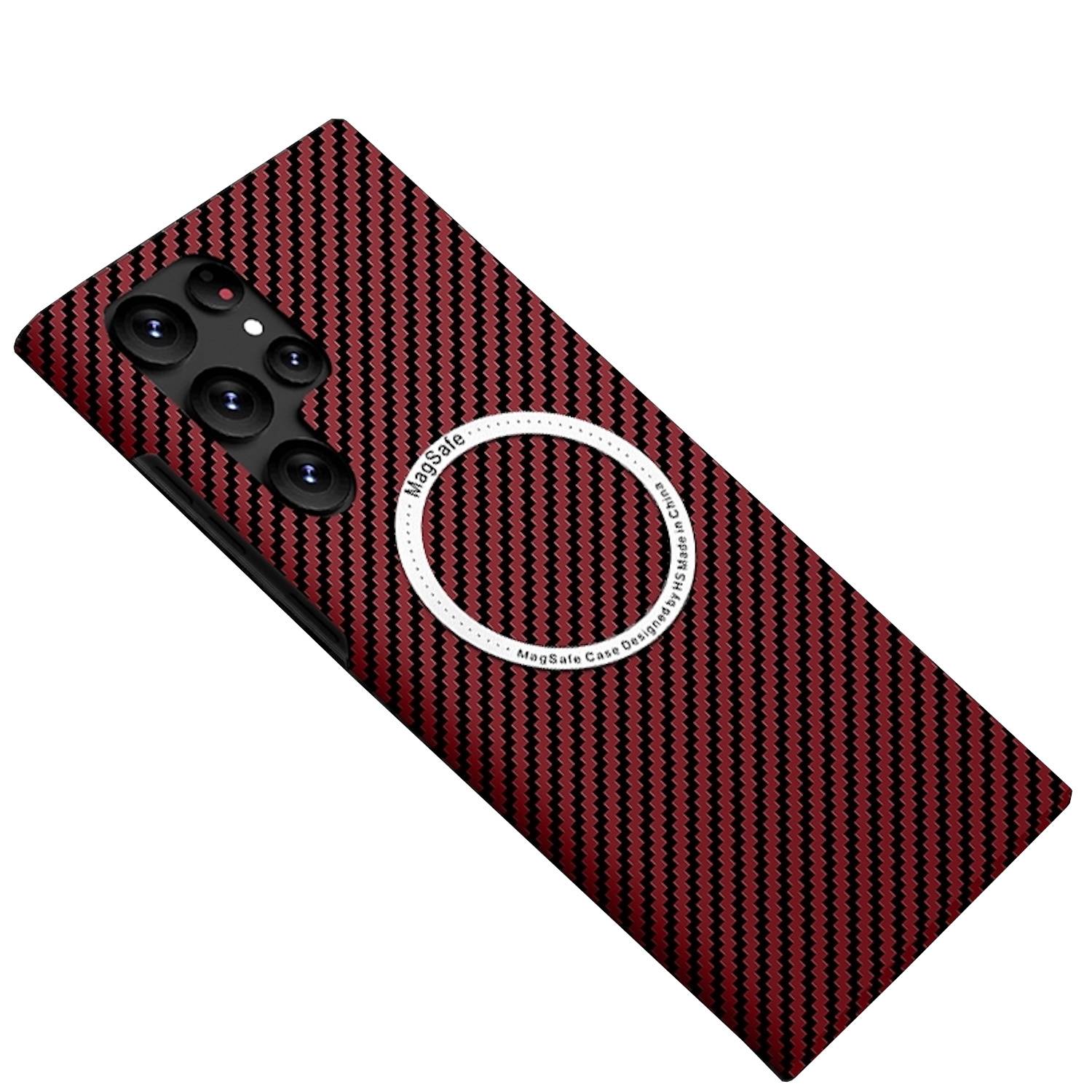 Für Samsung Galaxy S25 Ultra 5G MagSafe Design Ultra Dünn Carbon Textur Hülle Rot
