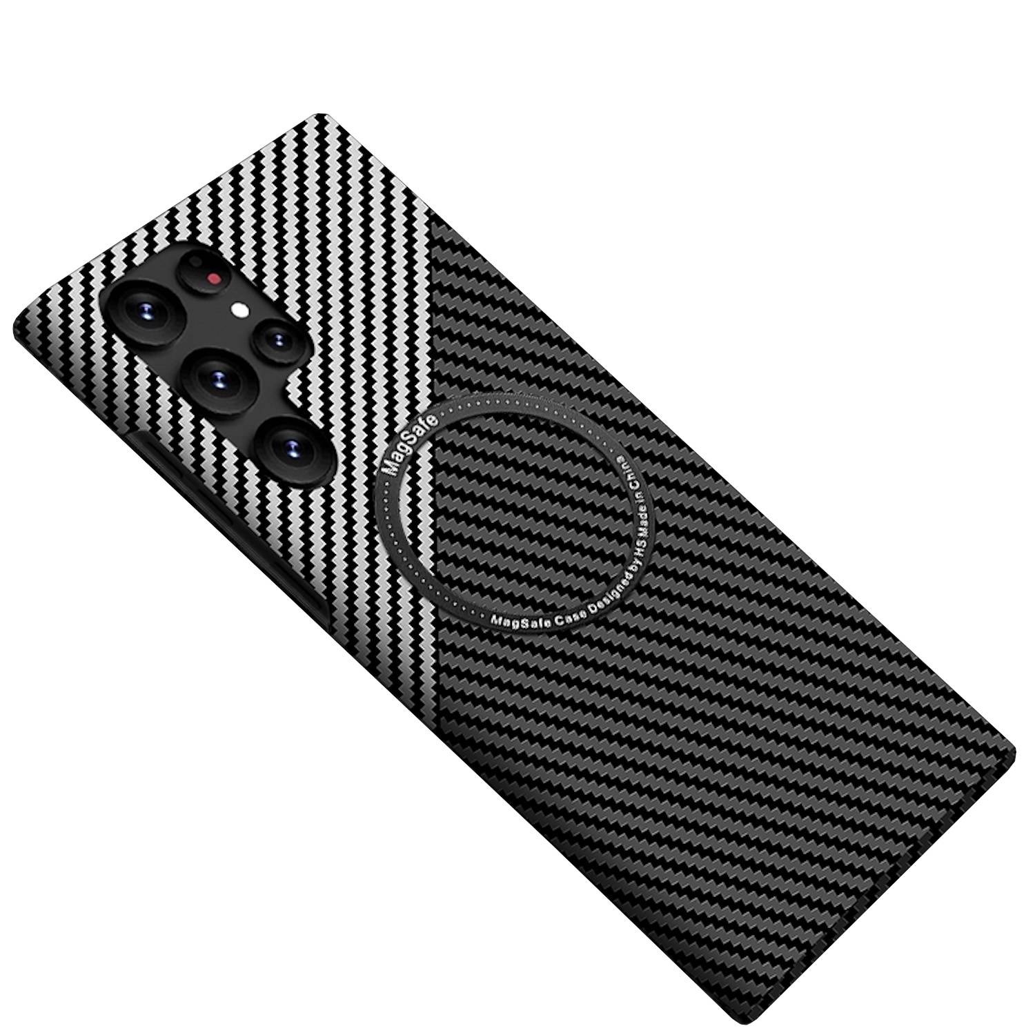 Für Samsung Galaxy S25 Ultra 5G MagSafe Design Ultra Dünn Carbon Textur Hülle Silber / Schwarz