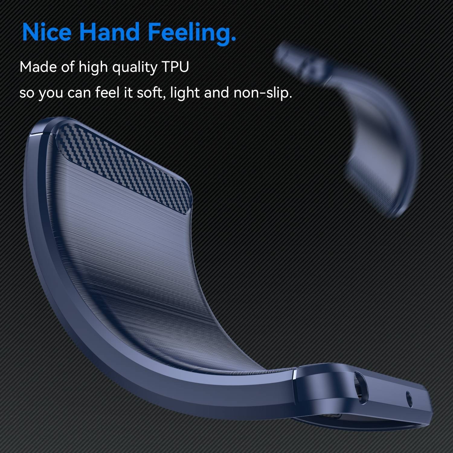 Für Xiaomi 15 Pro Schockfest Carbon Design Textur TPU Handy Tasche Cover Blau