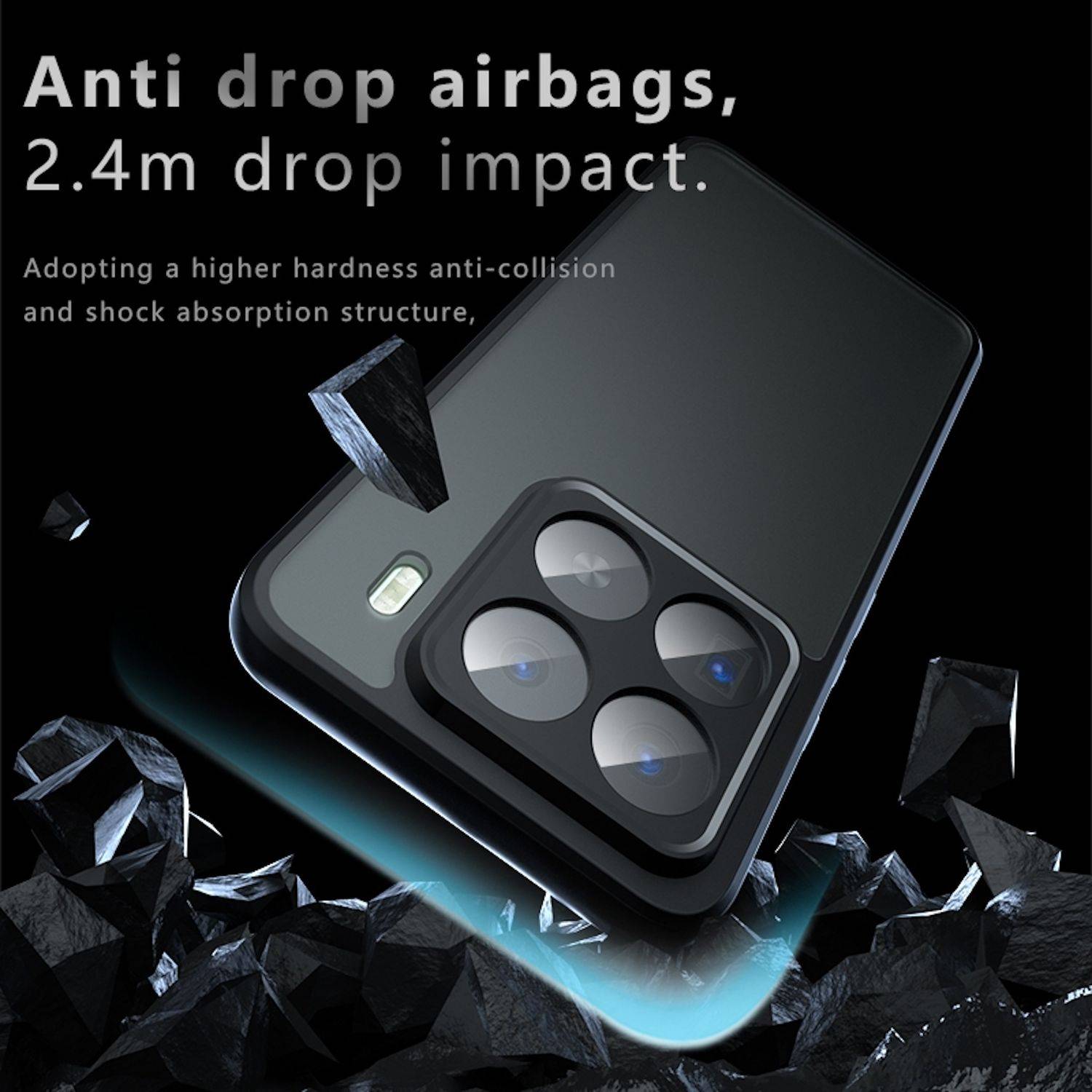 Für Xiaomi 15 Pro Armor TPU + PC Hybrid Schutz Hülle Cover Frosted Schwarz