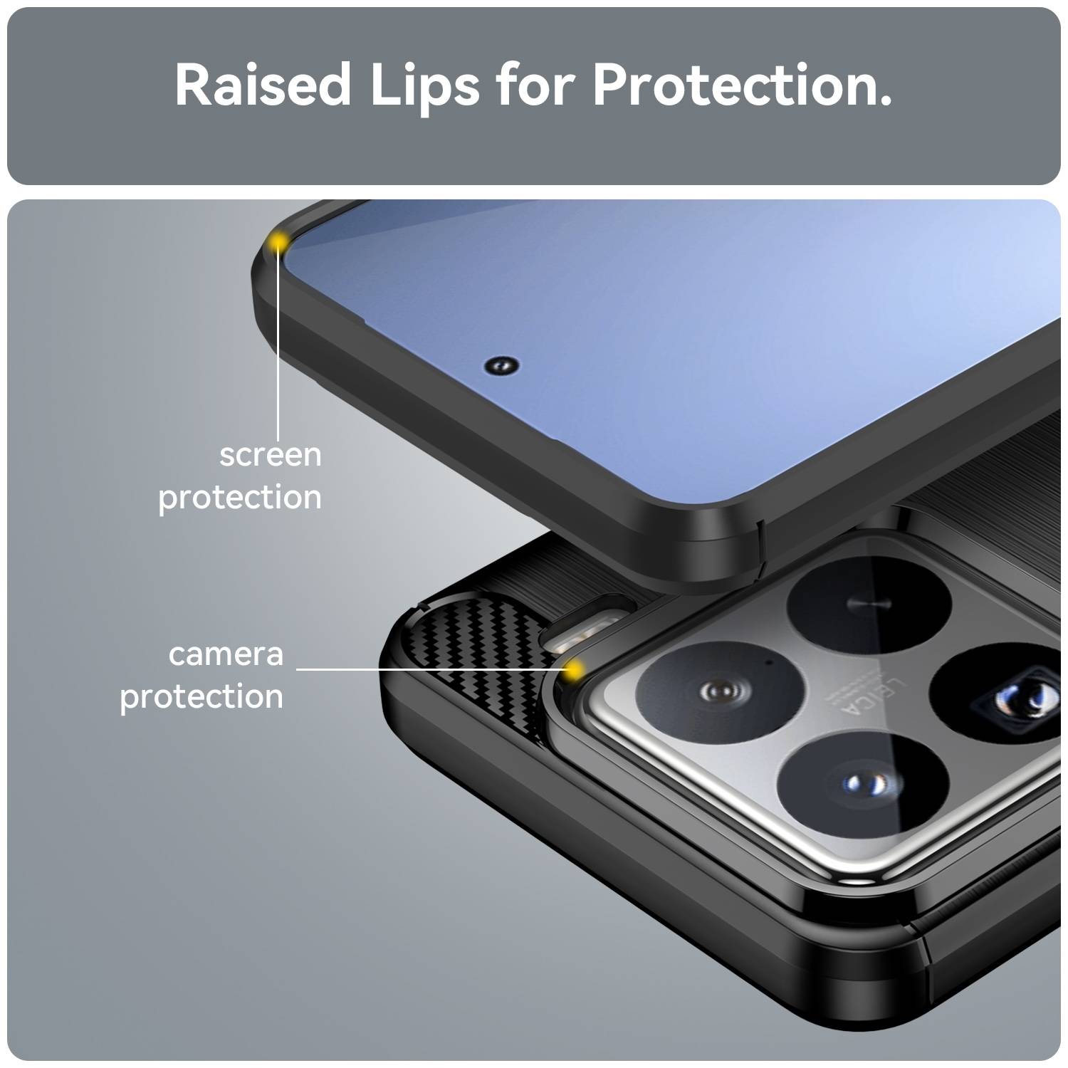 Für Xiaomi 15 Pro Schockfest Carbon Design Textur TPU Handy Tasche Cover Schwarz