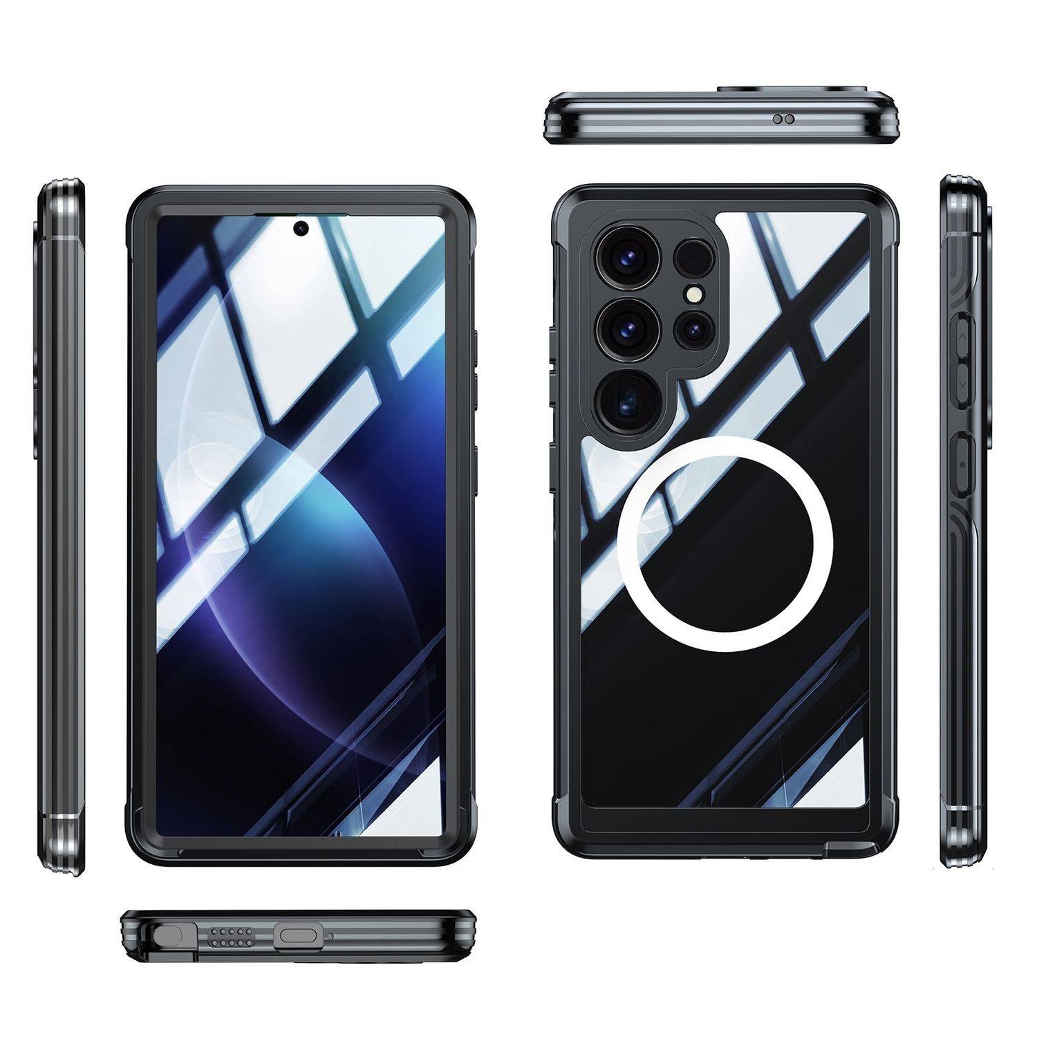 Für Samsung Galaxy S25 Ultra MagSafe 360 Full Body Hybrid Tasche Bumper Schwarz