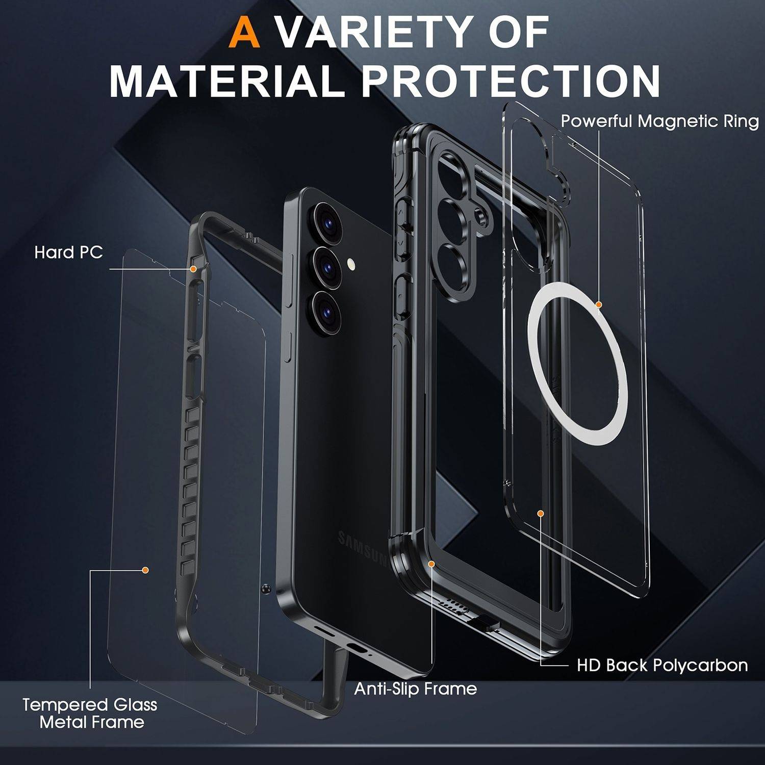 Für Samsung Galaxy S25 Ultra MagSafe 360 Full Body Hybrid Tasche Bumper Schwarz