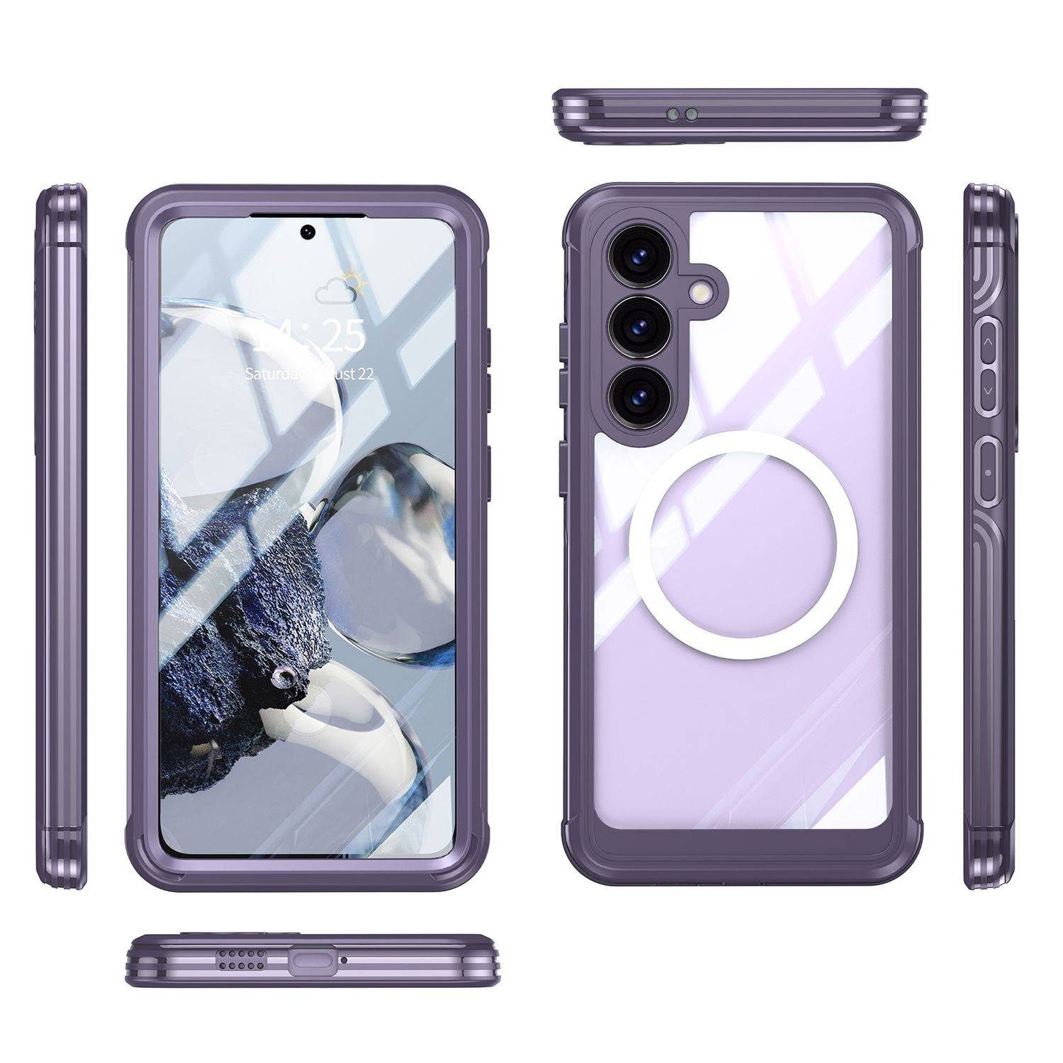 Für Samsung Galaxy S25 Plus MagSafe 360 Grad Full Body Hybrid Tasche Bumper Lila