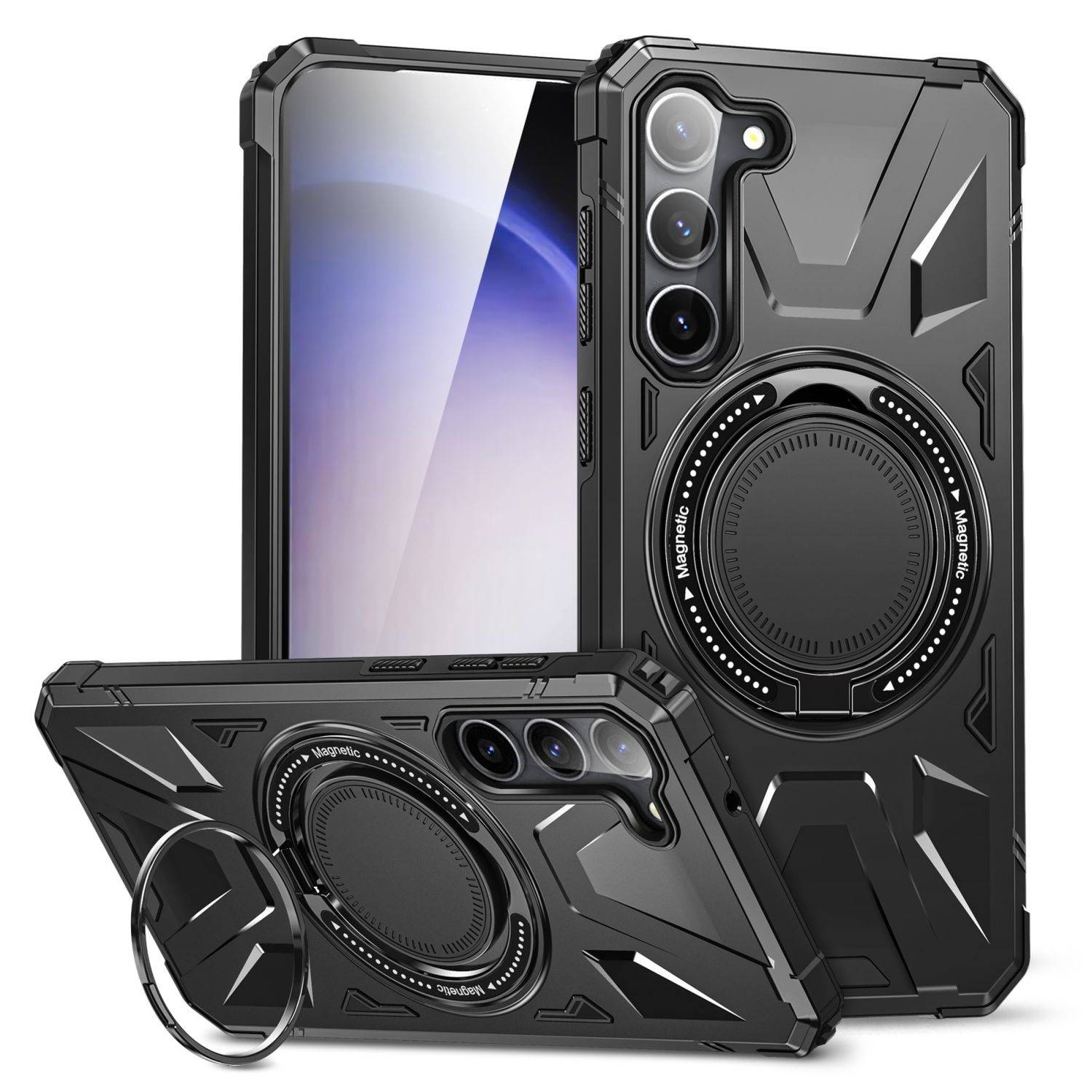 Für Samsung Galaxy S25 Plus 5G MagSafe Schock Magnet Ring Schutzhülle Cover Handy Hülle Case Schwarz