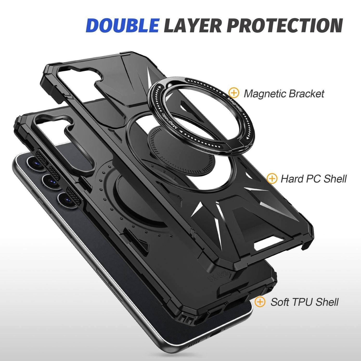 Für Samsung Galaxy S25 5G MagSafe Schock Magnet Ring Schutzhülle Cover Handy Hülle Case Schwarz