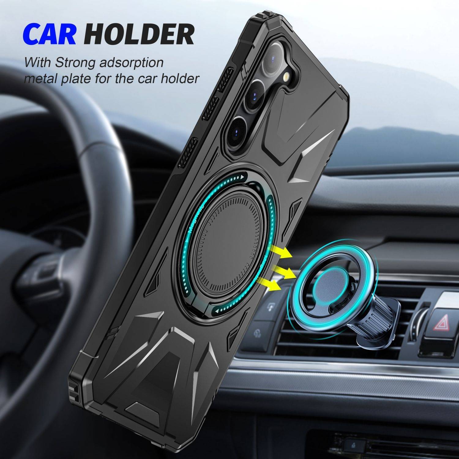 Für Samsung Galaxy S25 5G MagSafe Schock Magnet Ring Schutzhülle Cover Handy Hülle Case Schwarz