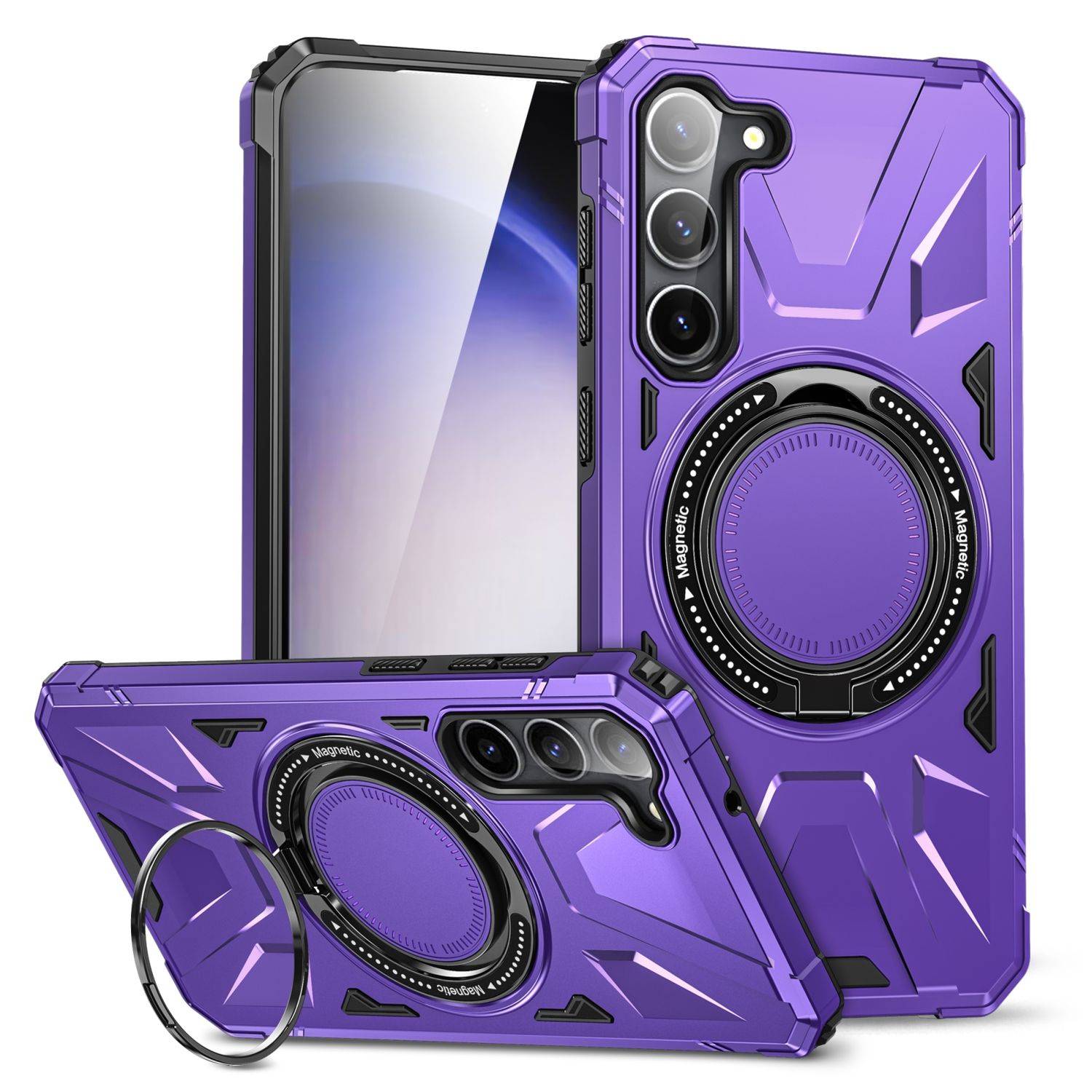 Für Samsung Galaxy S25 Plus 5G MagSafe Schock Magnet Ring Schutzhülle Cover Handy Hülle Case Lila