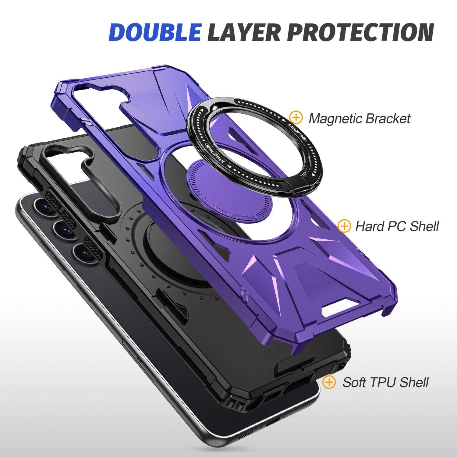 Für Samsung Galaxy S25 Plus 5G MagSafe Schock Magnet Ring Schutzhülle Cover Handy Hülle Case Lila