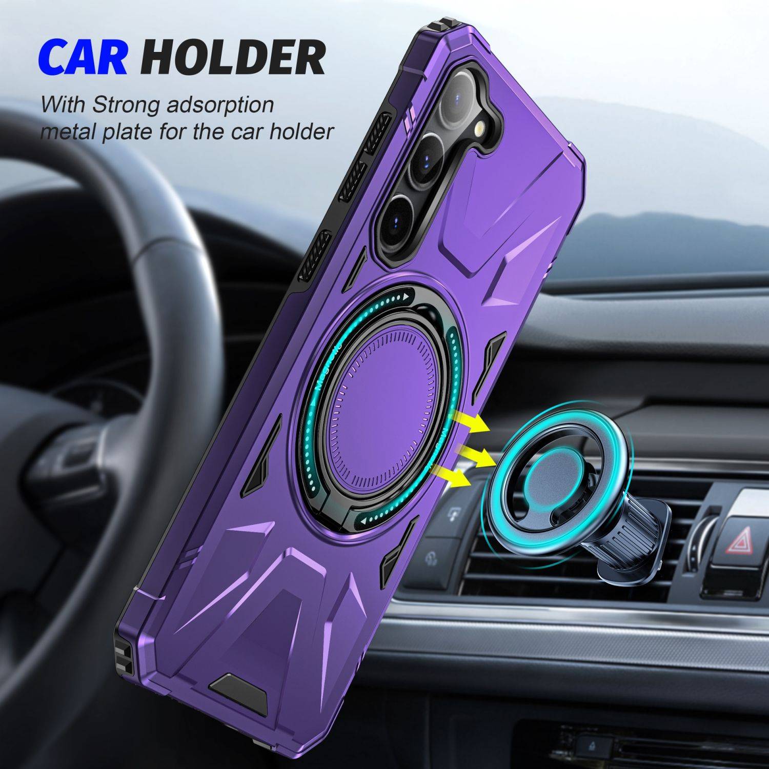 Für Samsung Galaxy S25 Plus 5G MagSafe Schock Magnet Ring Schutzhülle Cover Handy Hülle Case Lila