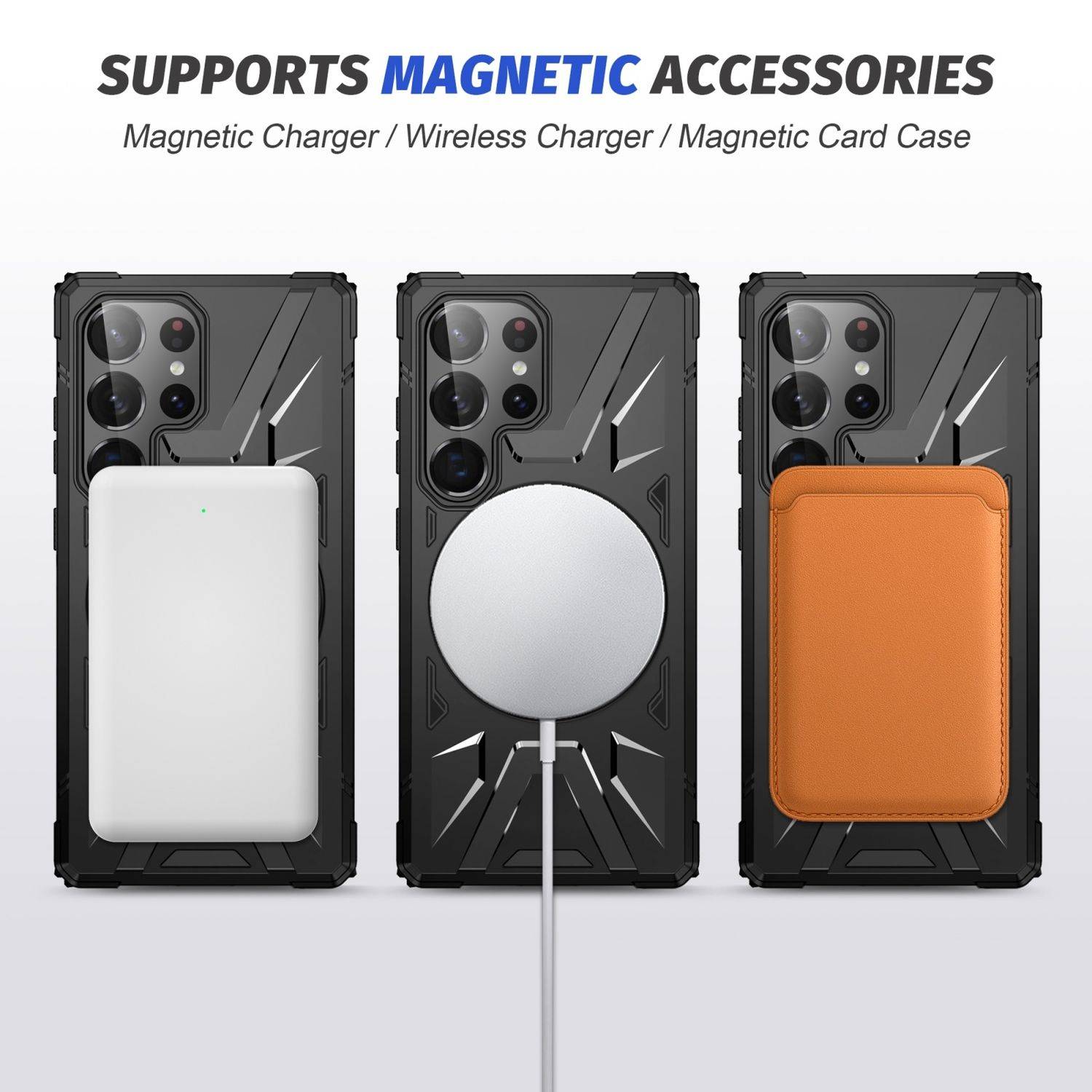 Für Samsung Galaxy S25 Ultra 5G MagSafe Schock Magnet Ring Schutzhülle Cover Handy Hülle Case Schwarz