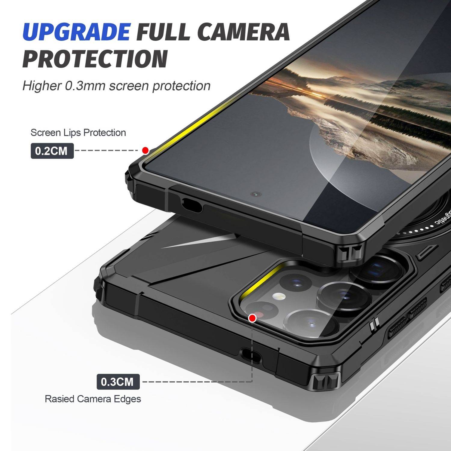 Für Samsung Galaxy S25 Ultra 5G MagSafe Schock Magnet Ring Schutzhülle Cover Handy Hülle Case Schwarz