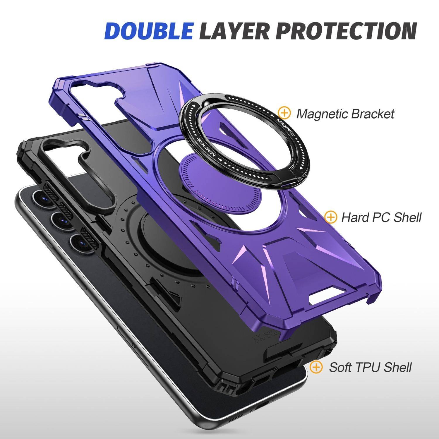 Für Samsung Galaxy S25 5G MagSafe Schock Magnet Ring Schutzhülle Cover Handy Hülle Case Lila