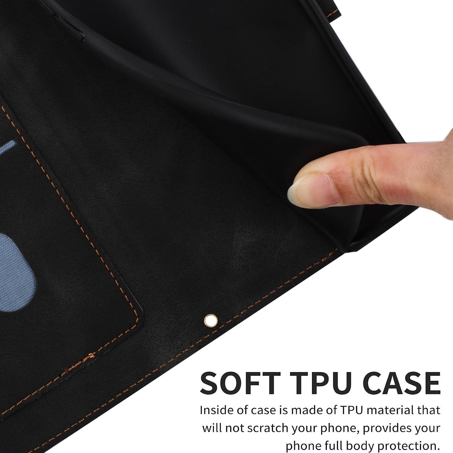 Für Xiaomi 14T Pro Kunstleder Wallet Handy Tasche Blumen Design Hülle Etuis Schwarz