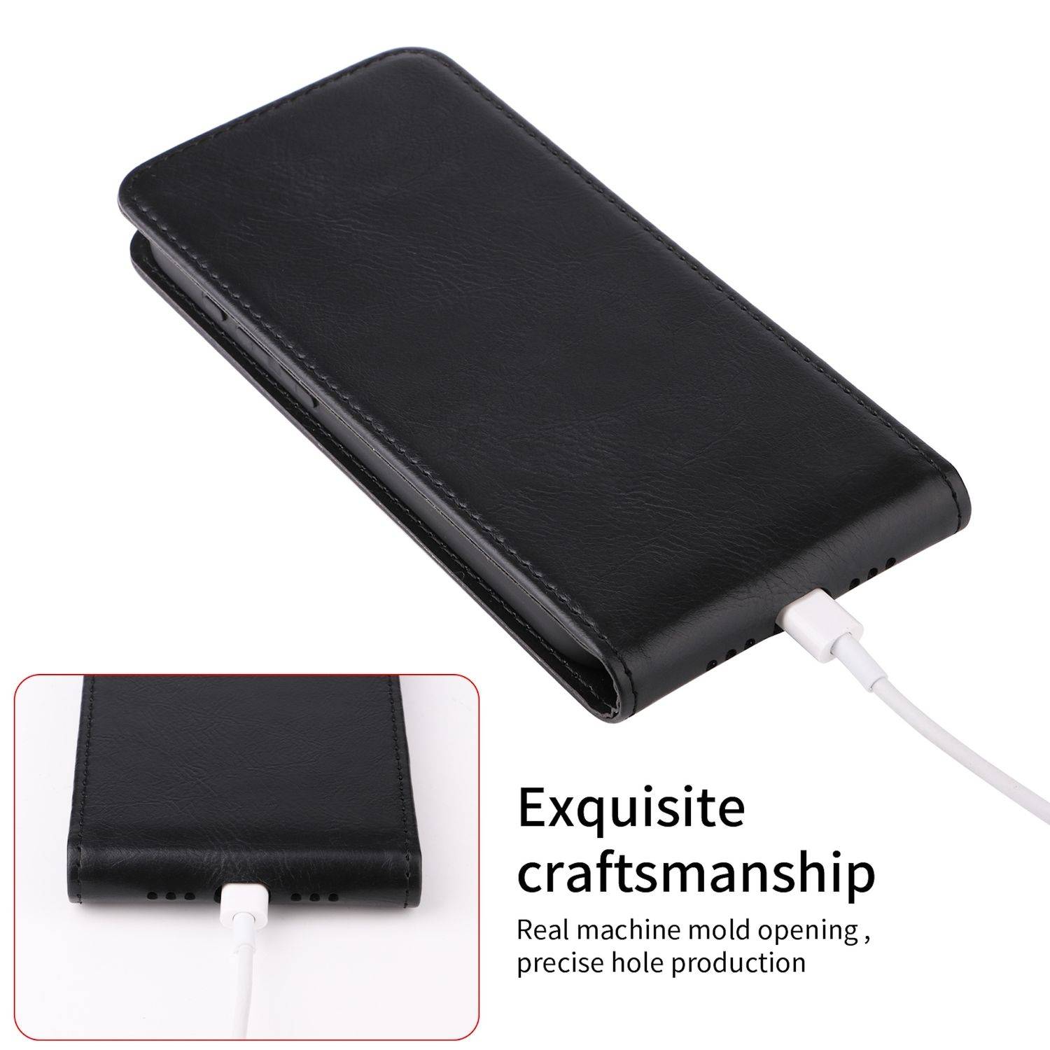 Für OnePlus 13 Magnetische Vertikale Wallet Fach Flip Kunstleder Hülle Schwarz