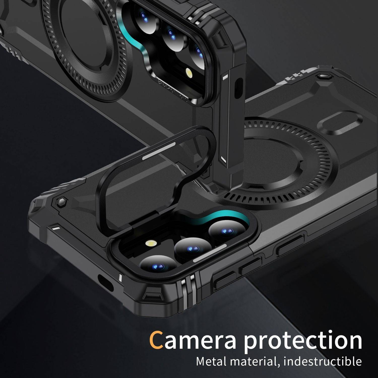 Für Samsung Galaxy S25 5G Robuste TPU Hybrid MagSafe Ring Schutz Hülle Schwarz