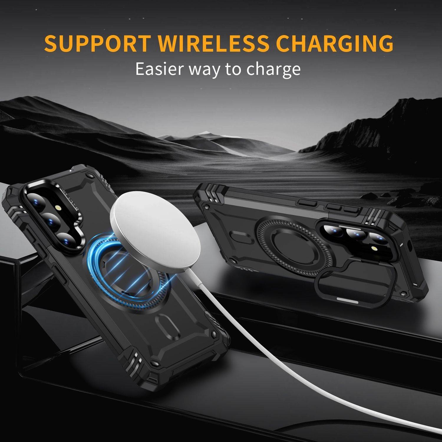 Für Samsung Galaxy S25 5G Robuste TPU Hybrid MagSafe Ring Schutz Hülle Schwarz