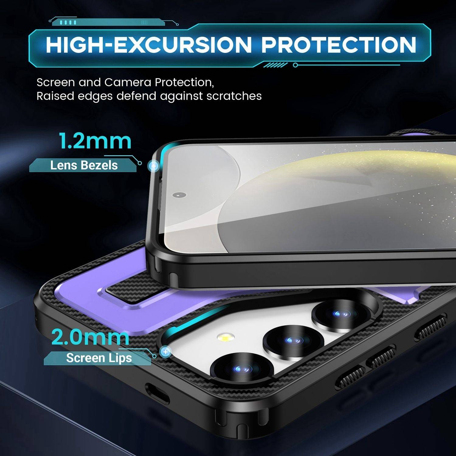 Für Samsung Galaxy S25 Plus 5G Carbonfaser Ringhalter Hybrid TPU Hülle Case Lila