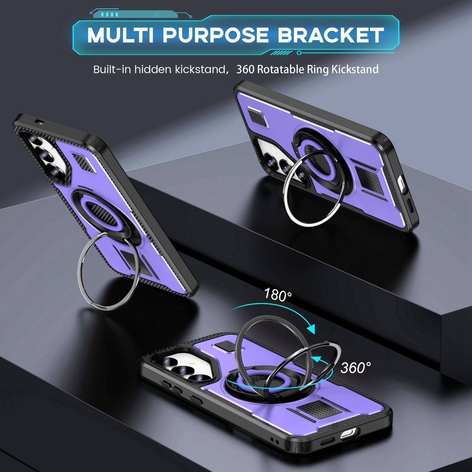 Für Samsung Galaxy S25 Plus 5G Carbonfaser Ringhalter Hybrid TPU Hülle Case Lila