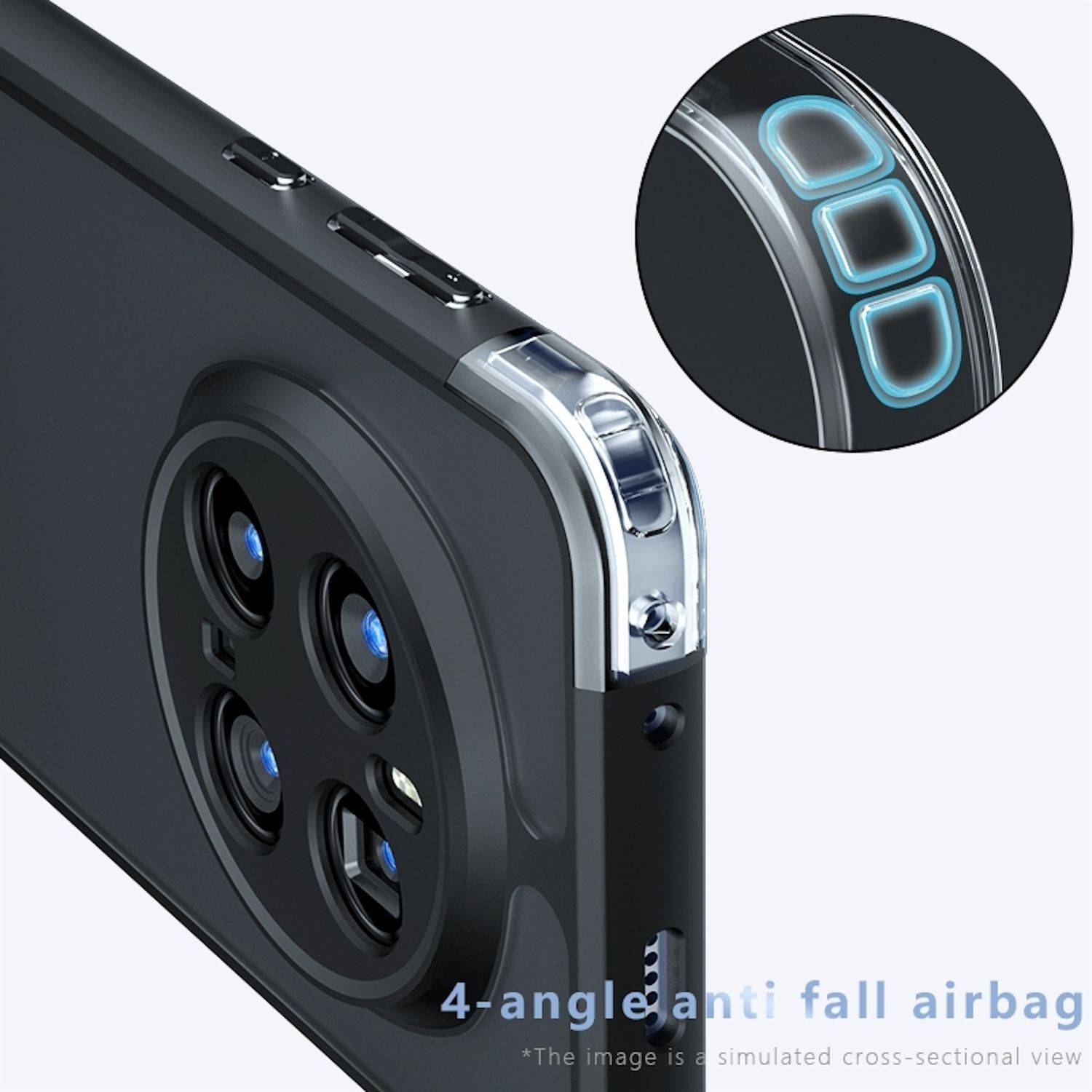 Für Honor Magic 7 Pro Armor TPU + PC Hybrid Schutz Hülle Cover Frosted Schwarz