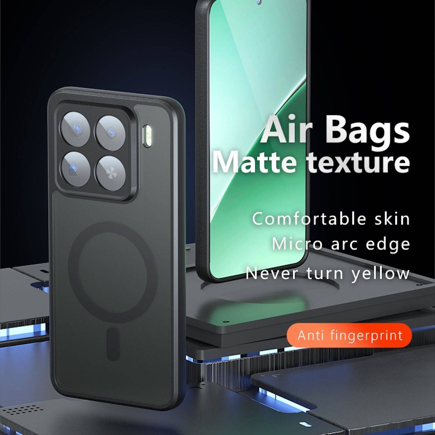 Für Xiaomi 15 Pro Armor MagSafe TPU PC Hybrid Schutz Hülle Cover Frosted Schwarz