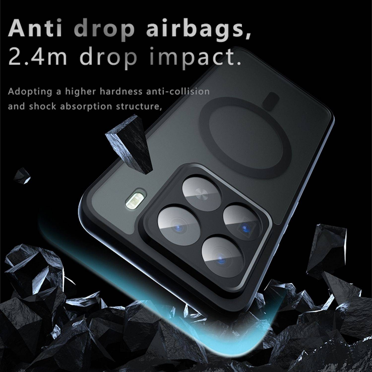 Für Xiaomi 15 Pro Armor MagSafe TPU PC Hybrid Schutz Hülle Cover Frosted Schwarz