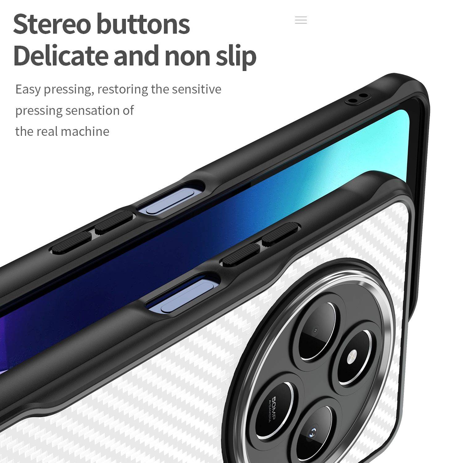 Für Xiaomi Redmi A4 5G Design Carbon Textur PC Hybrid TPU Schutz Hülle Schwarz