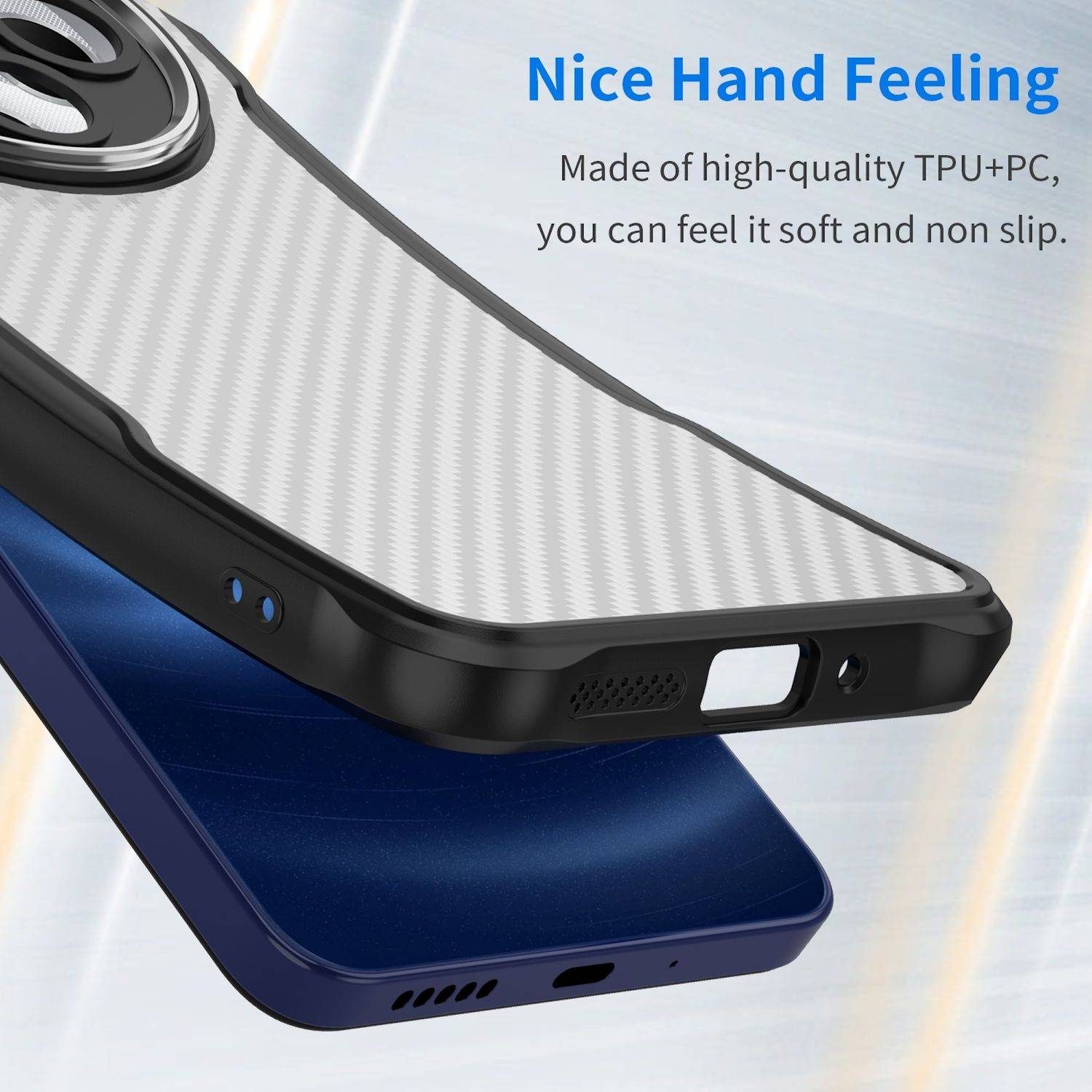 Für Xiaomi Redmi A4 5G Design Carbon Textur PC Hybrid TPU Schutz Hülle Schwarz