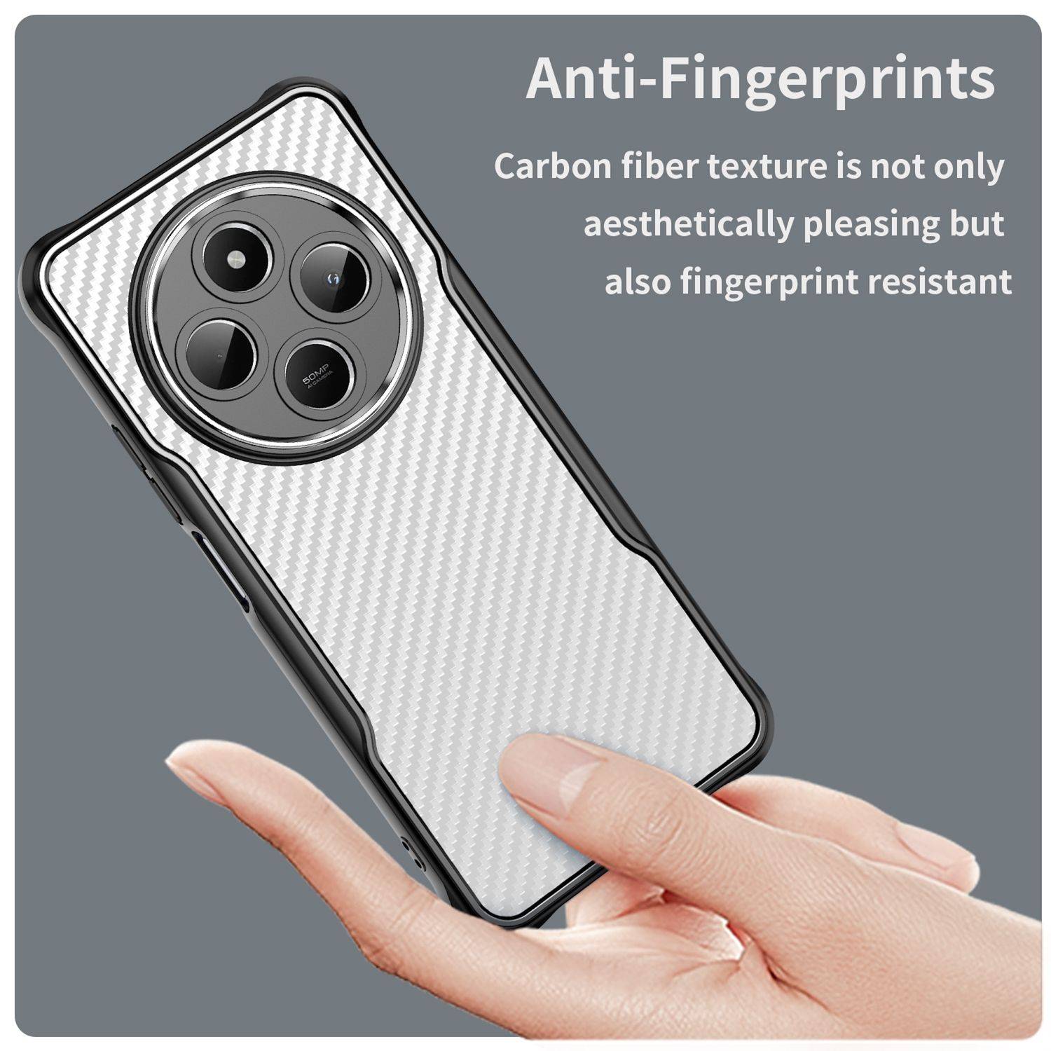 Für Xiaomi Redmi A4 5G Design Carbon Textur PC Hybrid TPU Schutz Hülle Schwarz