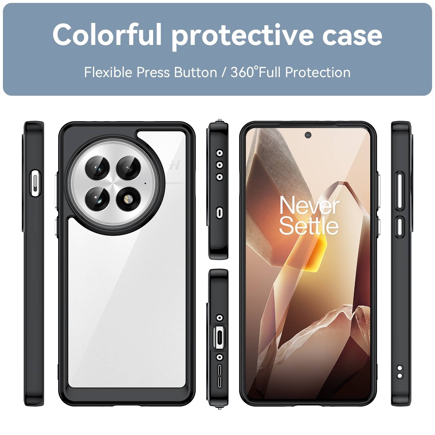 Für OnePlus 13 Colorful Series TPU Acryl Hybrid Handy Schutz Cover Hülle Schwarz