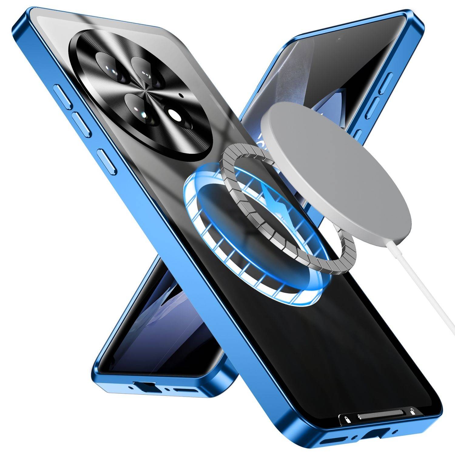 Für OnePlus 13 Magnetische Magsafe Frosted Metall Design Schutz Hülle Cover Blau