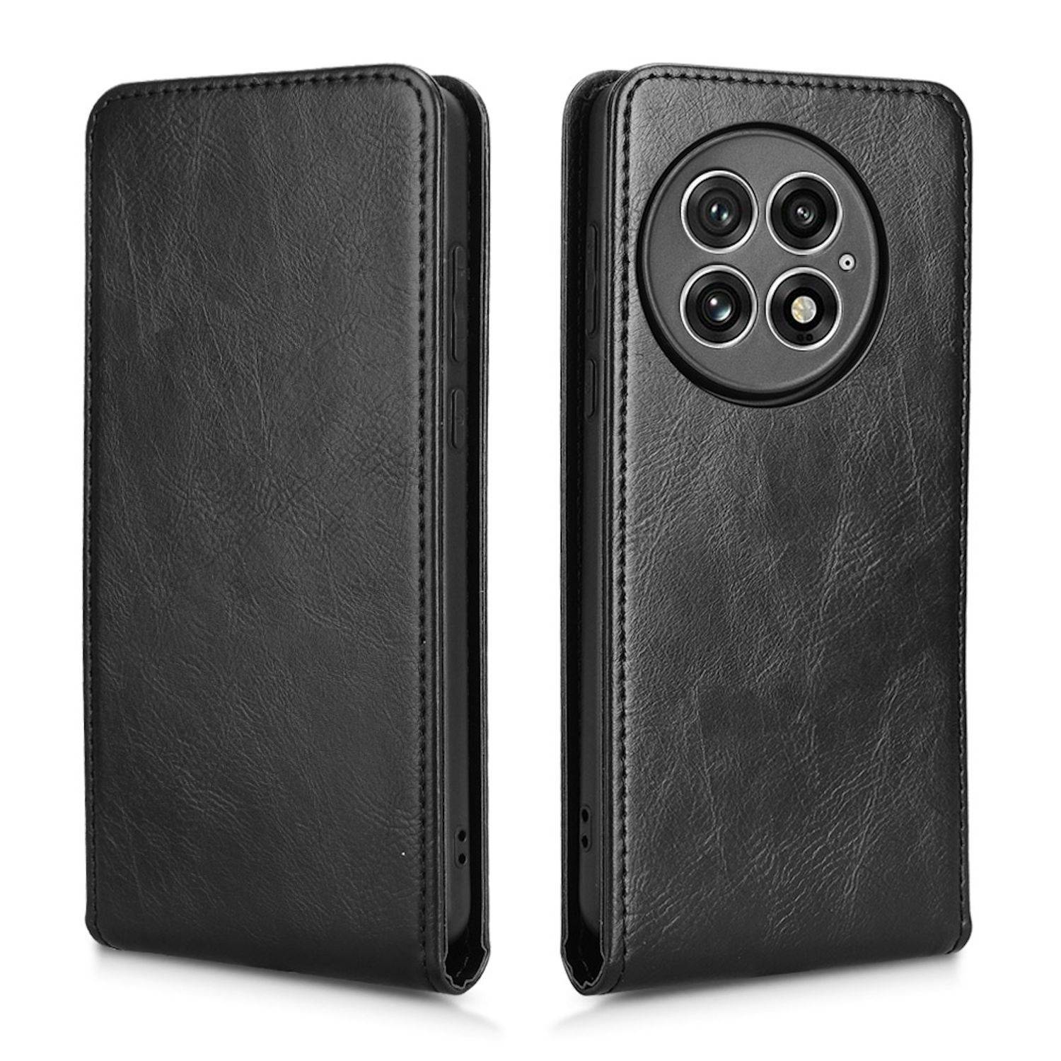 Für OnePlus 13 Magnetische Vertikale Wallet Fach Flip Kunstleder Hülle Schwarz