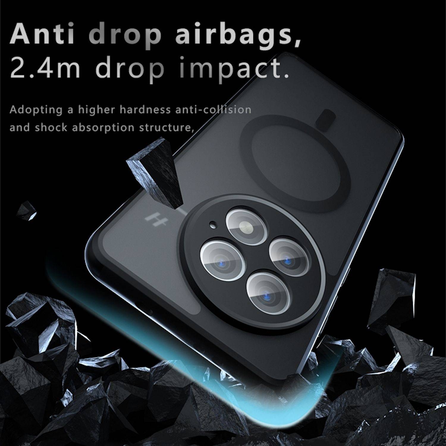 Für OnePlus 13 Armor MagSafe TPU PC Hybrid Schutz Hülle Cover Frosted Schwarz