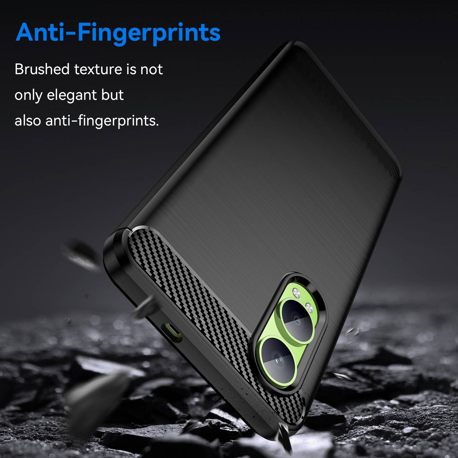 Für OnePlus Nord CE4 Lite Carbon Design Textur TPU Handy Tasche Cover Schwarz