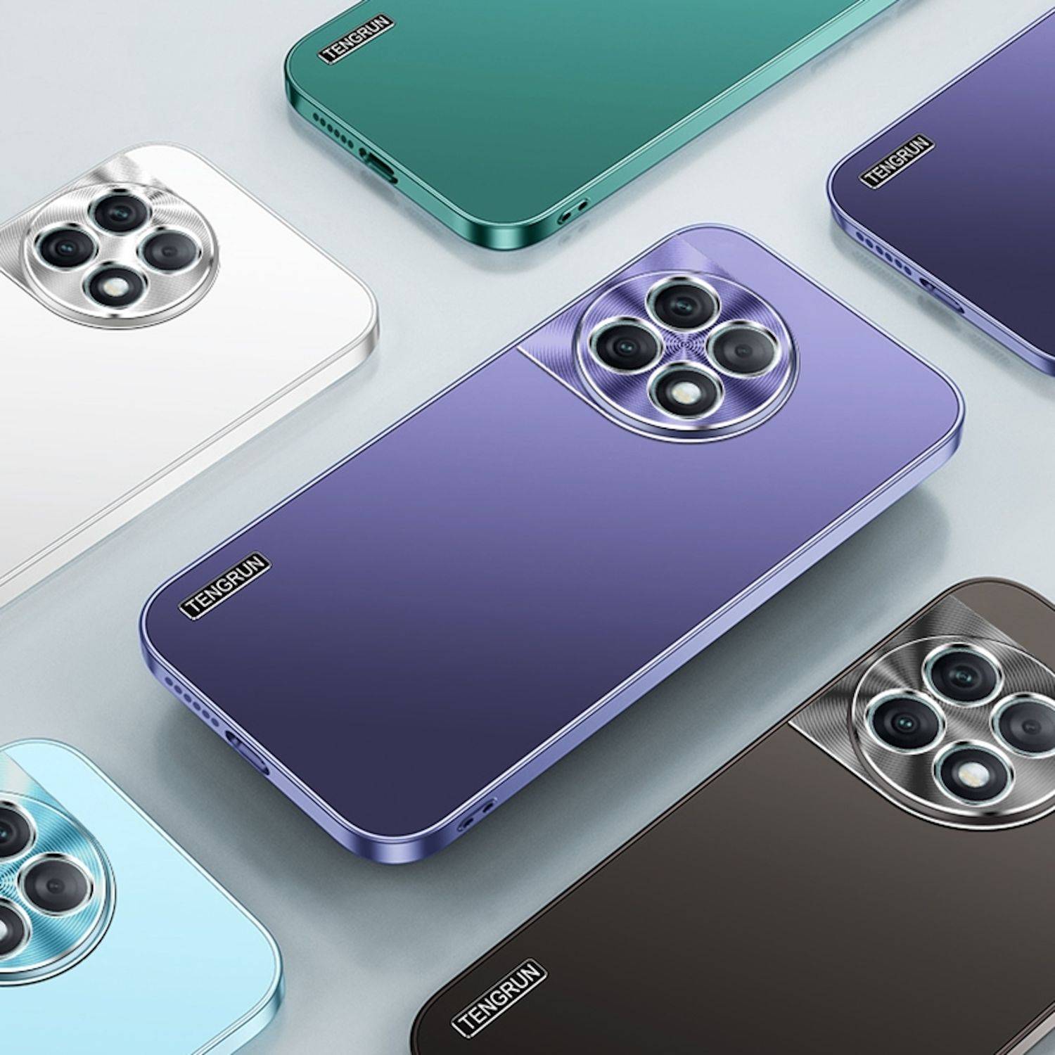 Für OnePlus 13 Streamer Series Feinmattes Metall Design Optik Handy Hülle Case Tasche Lila