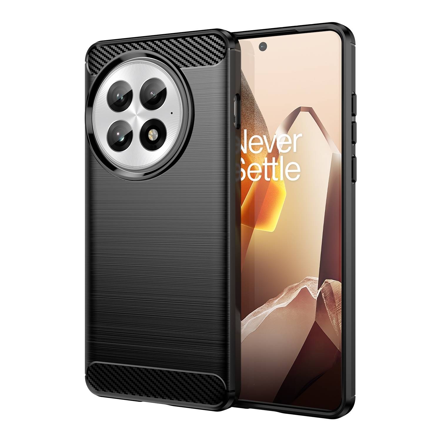 Für OnePlus 13 Carbon Brushed Design Textur TPU Handy Hülle Case Cover Schwarz